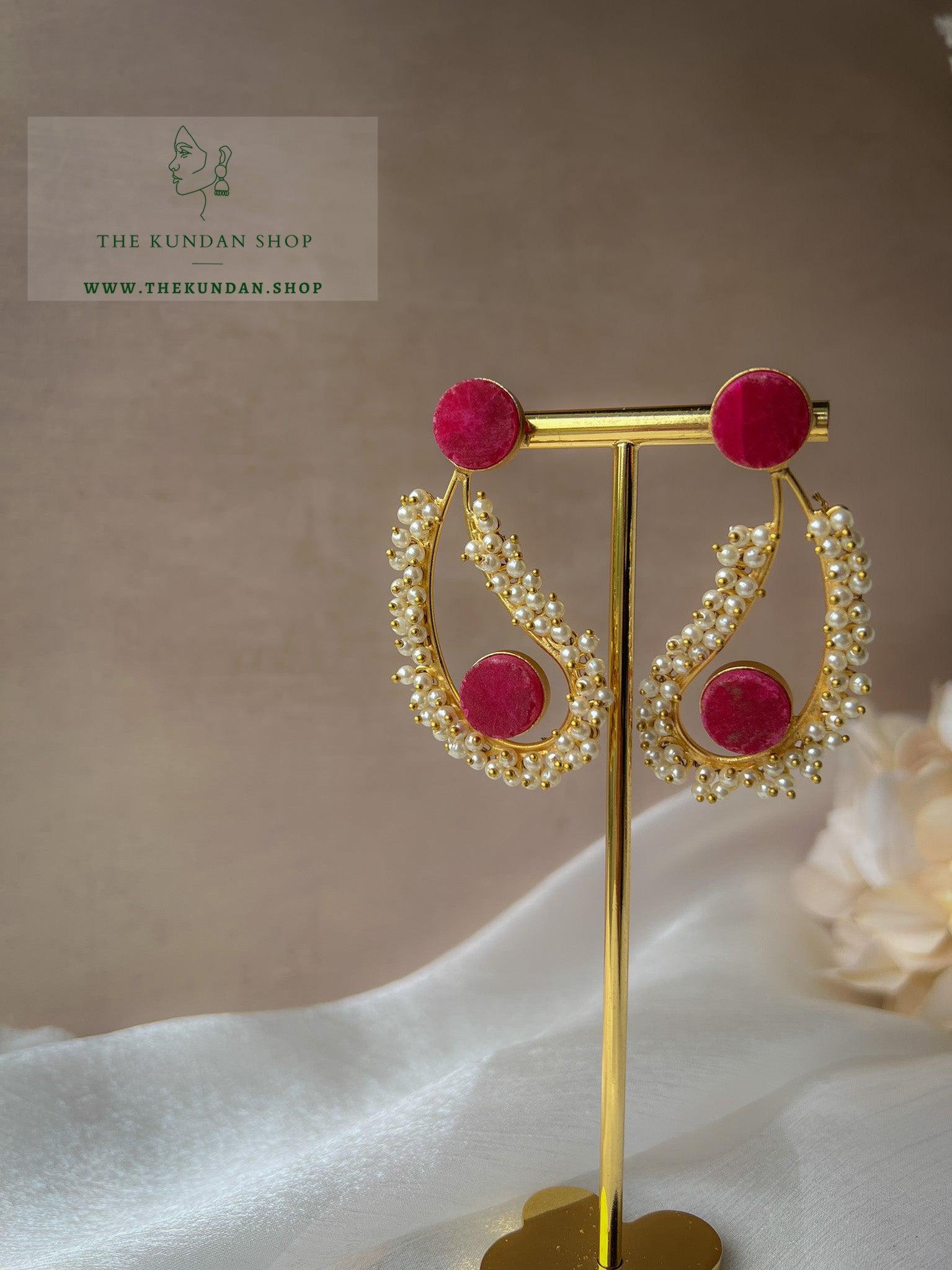 Ambi Pearl Cluster & Stones Earrings THE KUNDAN SHOP 