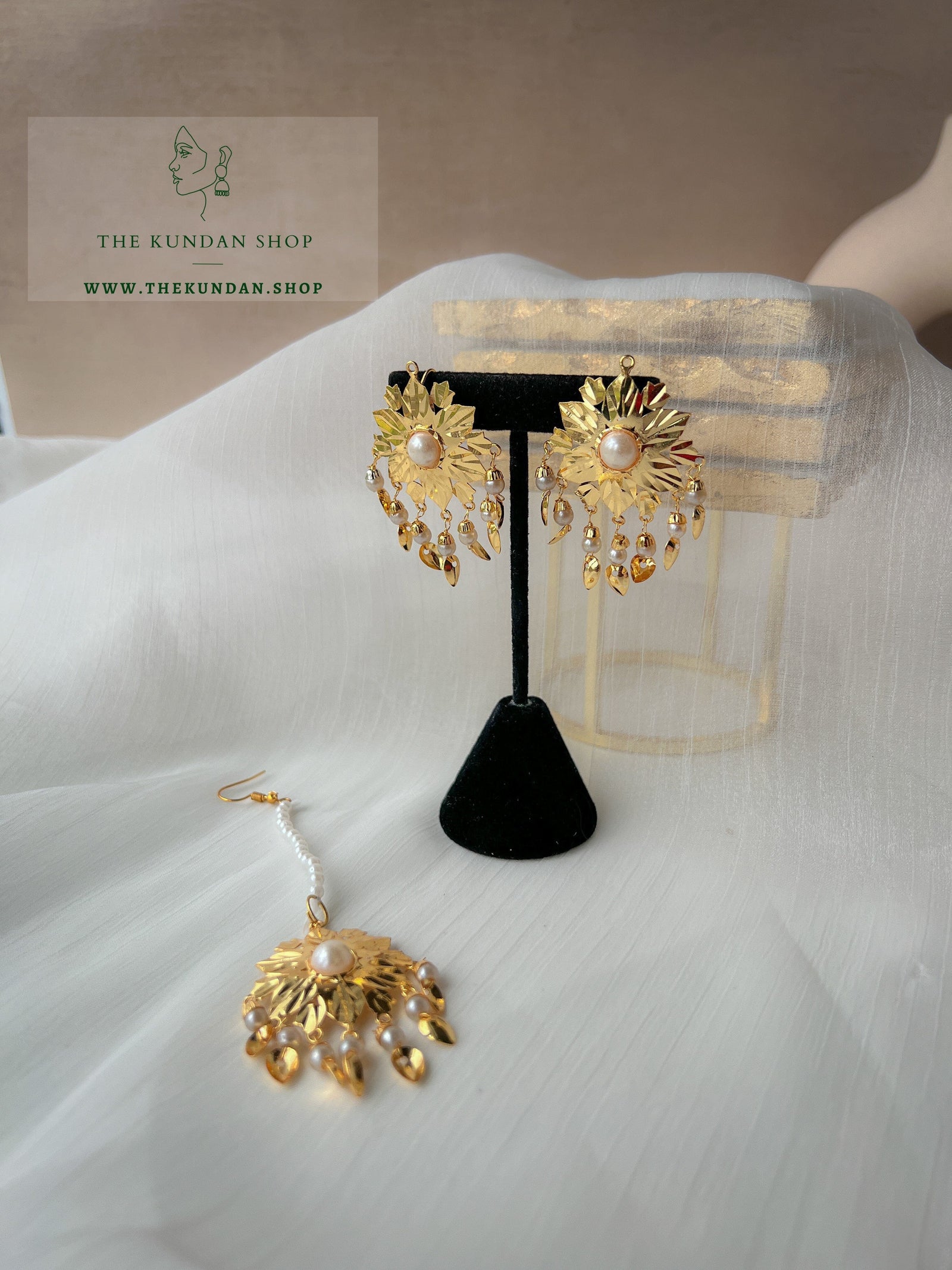 Quiet Flakes in Jadau Earrings + Tikka THE KUNDAN SHOP 