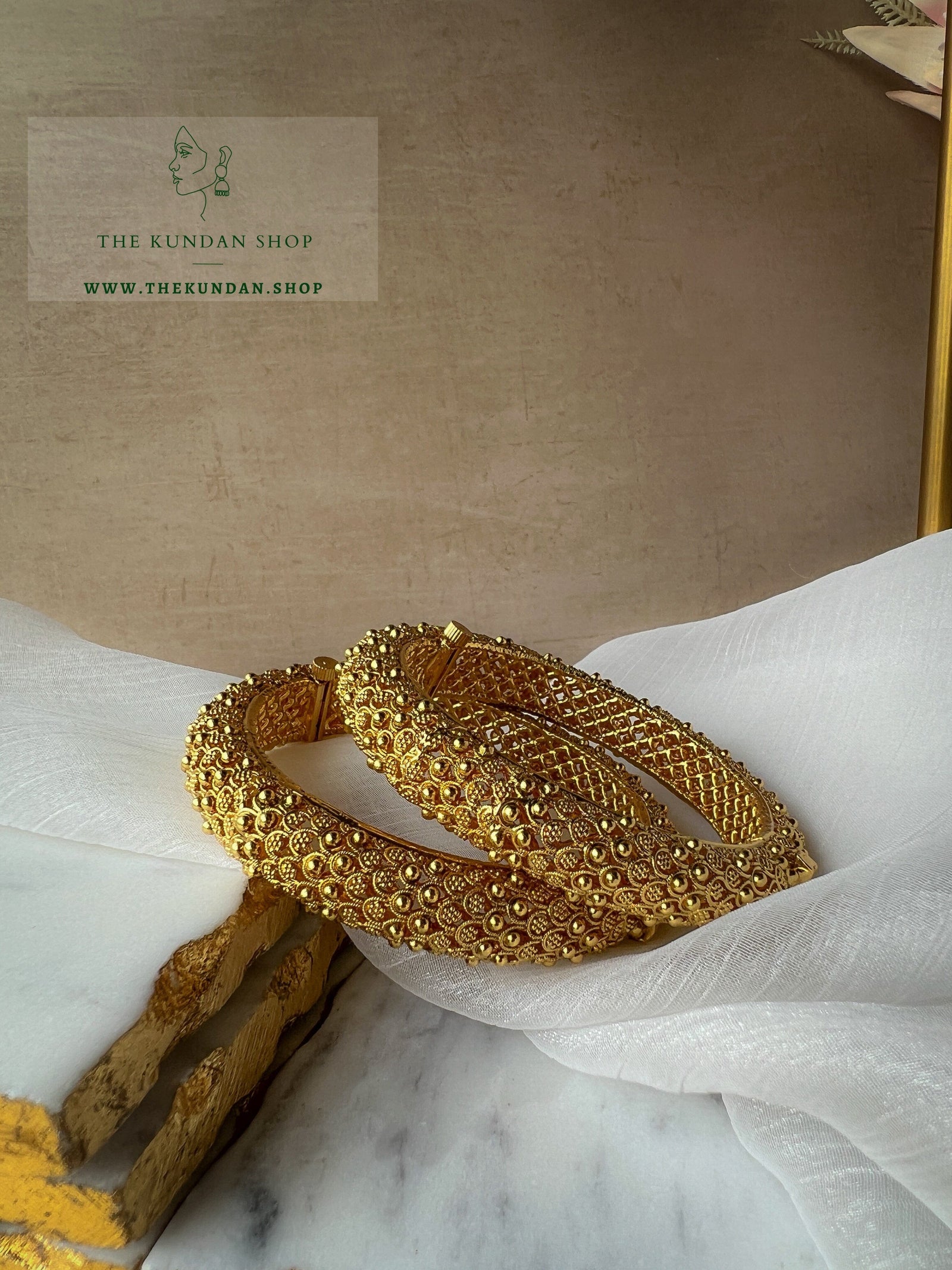 Studded Classics in Gold Kangans Bangles THE KUNDAN SHOP 