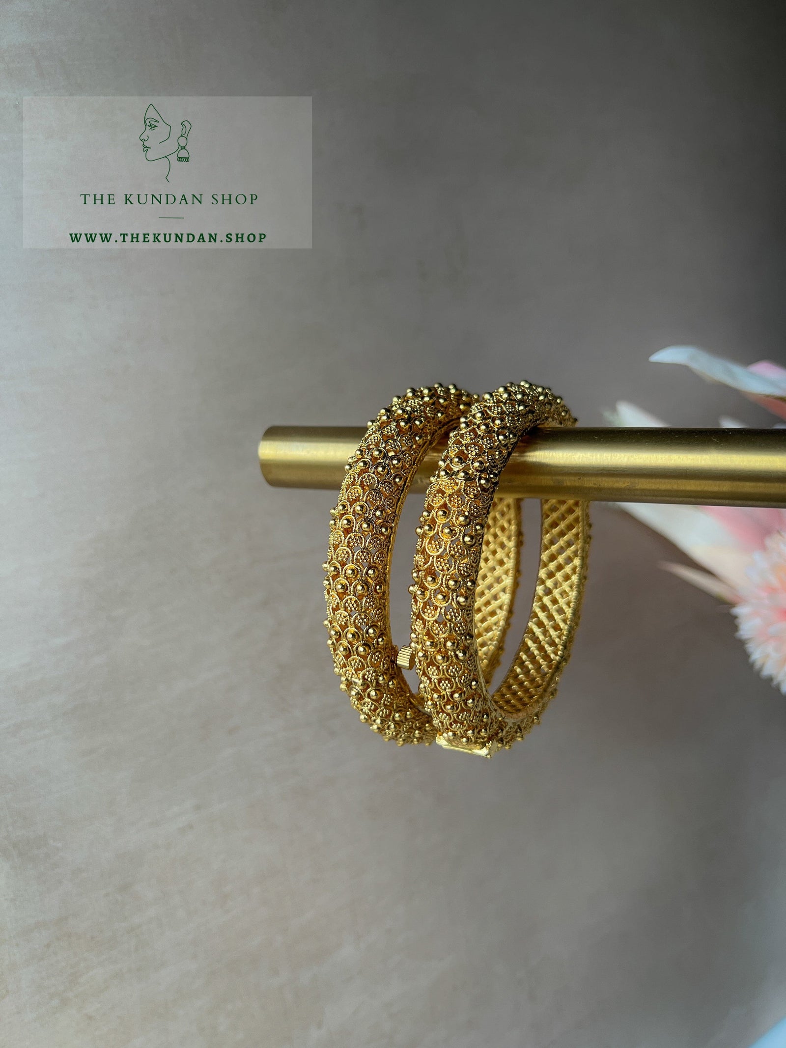 Studded Classics in Gold Kangans Bangles THE KUNDAN SHOP 