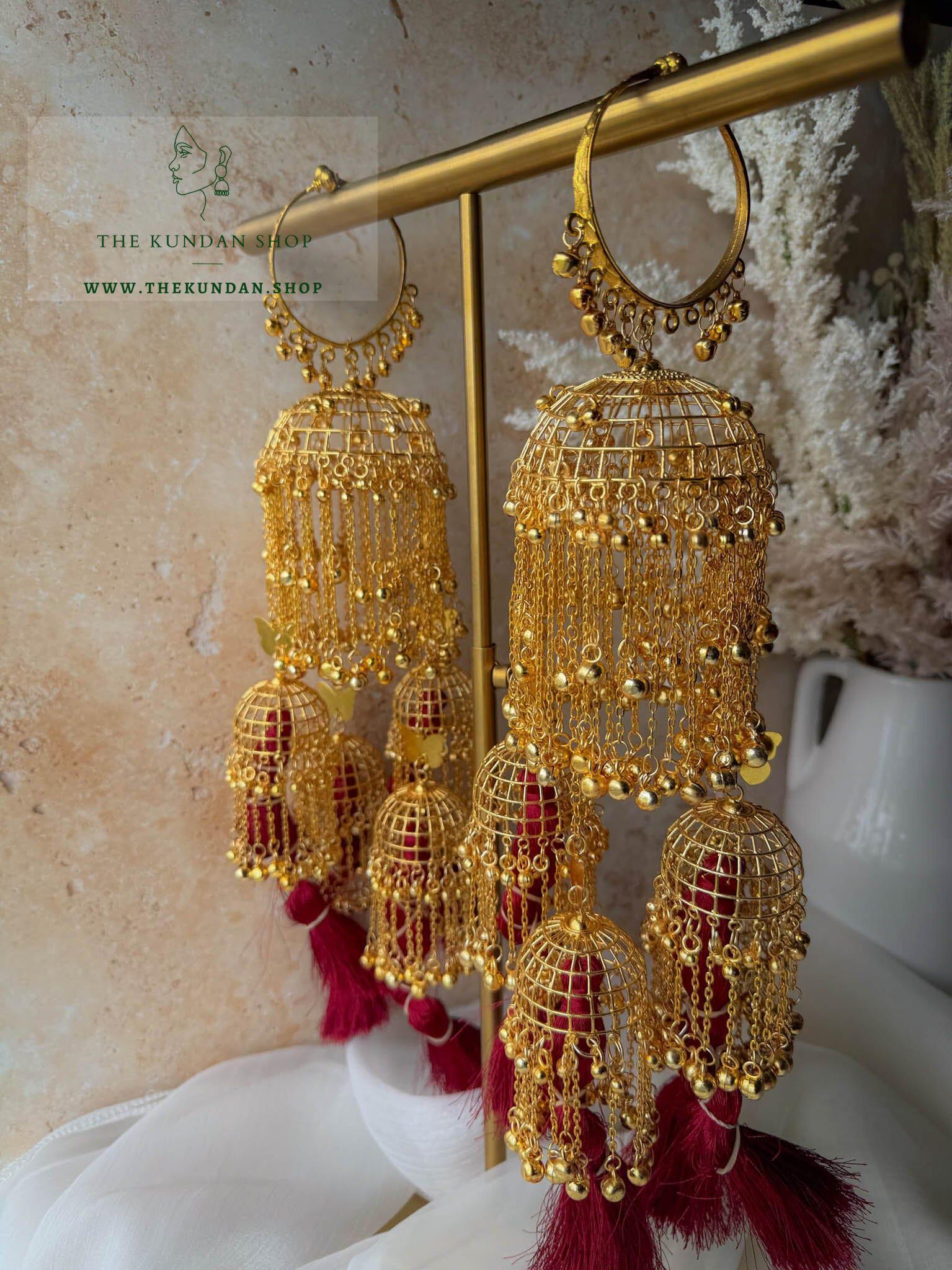 Golden Maroon Tassel Kaleeray Kaleeray THE KUNDAN SHOP 