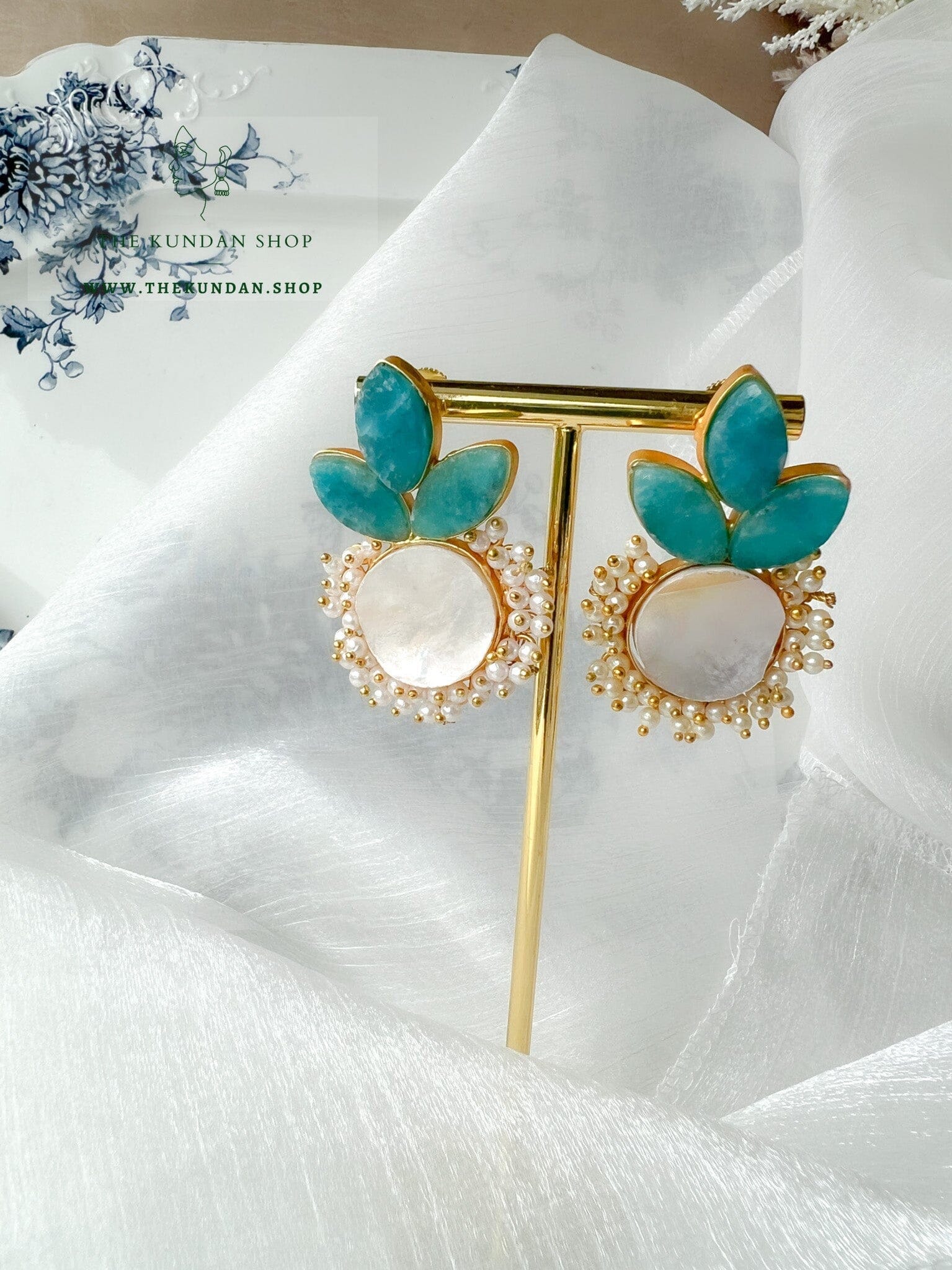 Ocean Blue Drops Earrings THE KUNDAN SHOP 