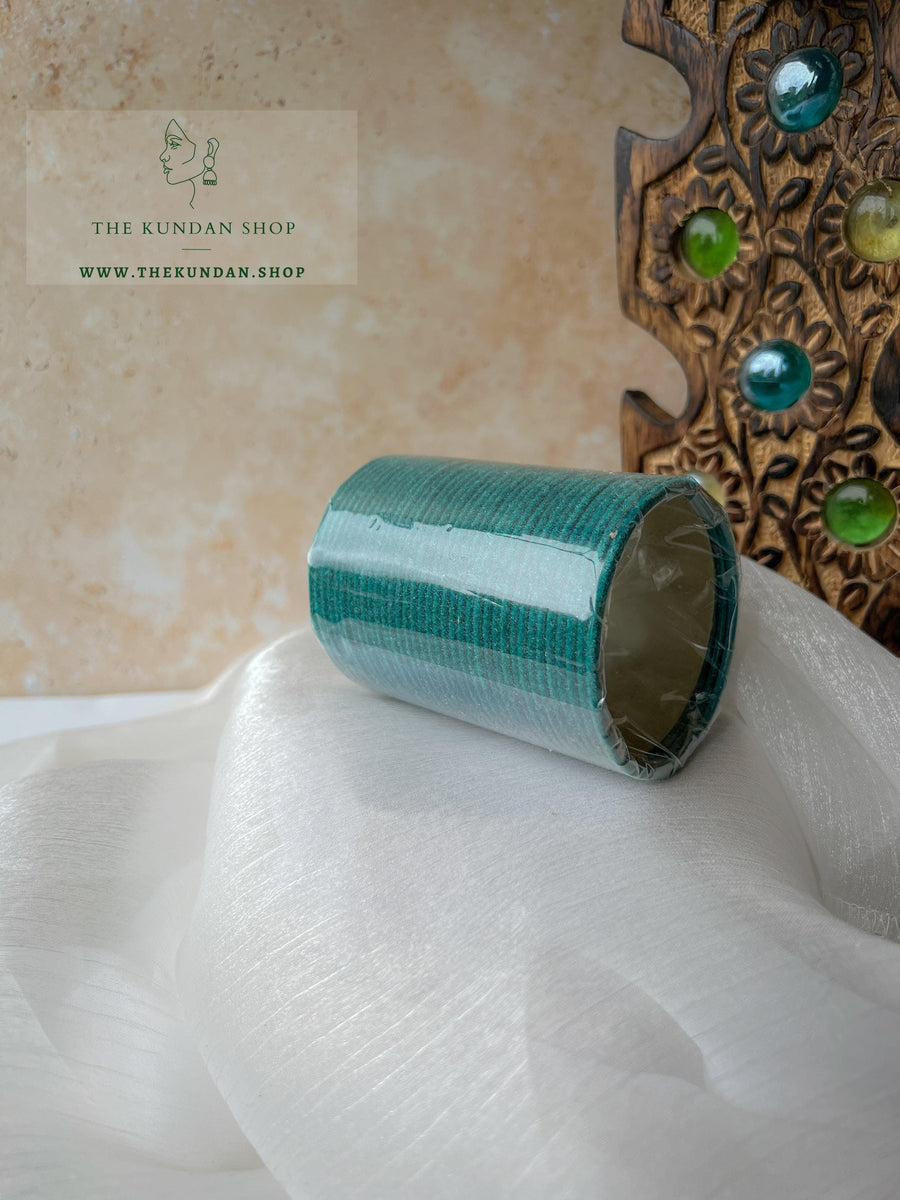 Velvet Bangles in Teal Bangles THE KUNDAN SHOP 