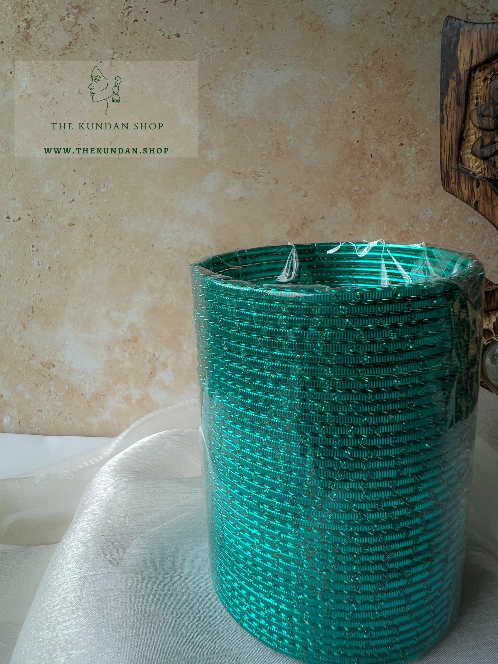 Sparkle & Sheen Bangles in Teal Bangles THE KUNDAN SHOP 