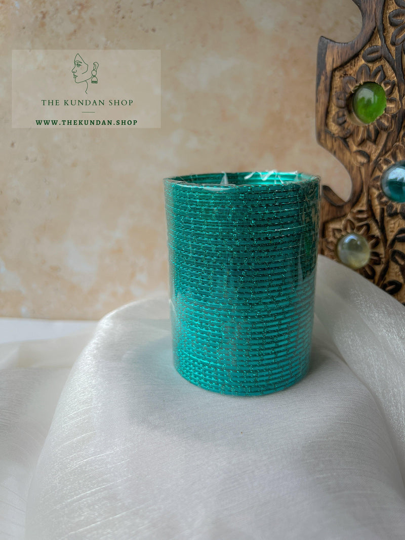 Sparkle & Sheen Bangles in Teal Bangles THE KUNDAN SHOP 