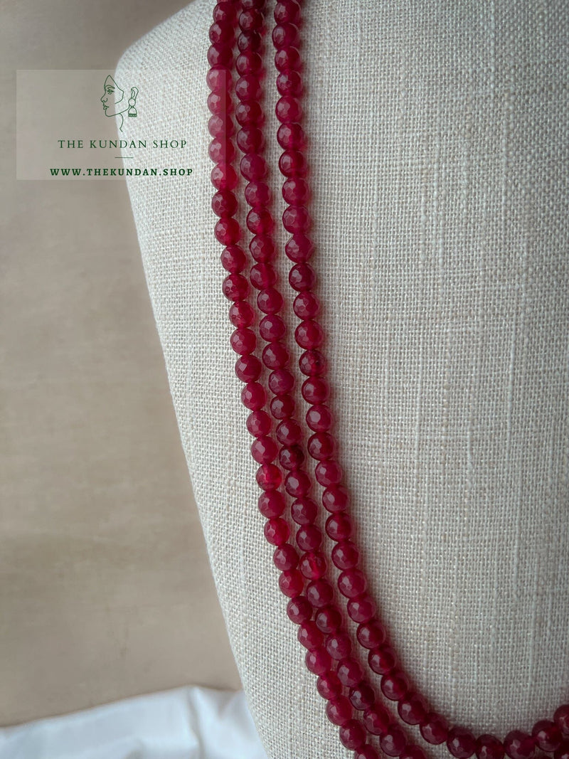 Classic Maroon Mala with Round Beads Grooms Mala THE KUNDAN SHOP 