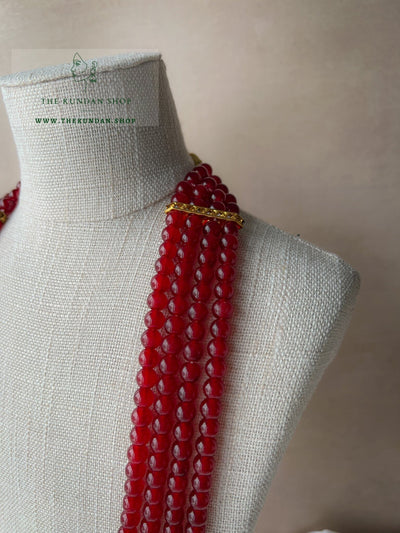 Classic Maroon Mala with Round Beads Grooms Mala THE KUNDAN SHOP 