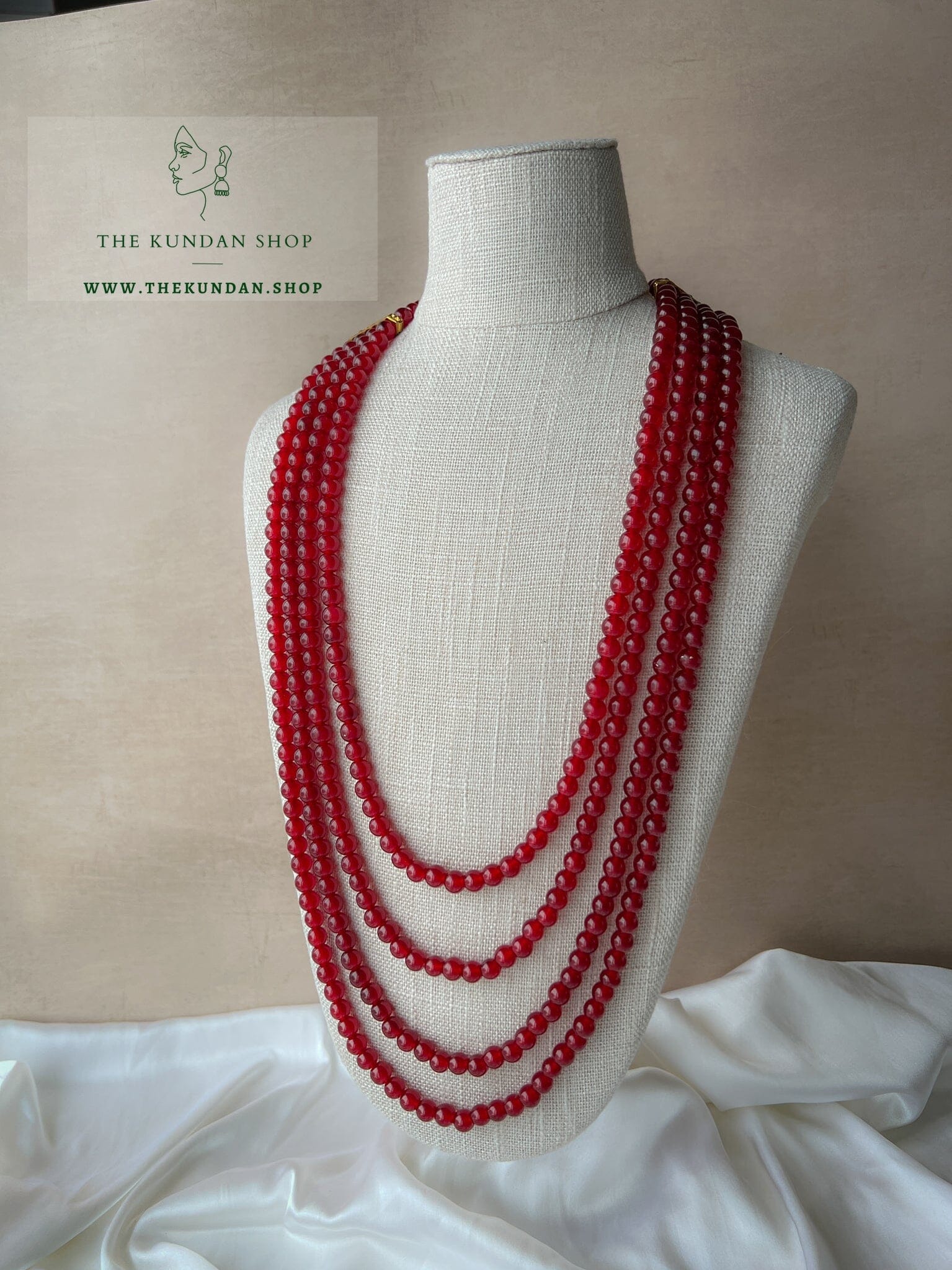 Classic Maroon Mala with Round Beads Grooms Mala THE KUNDAN SHOP 