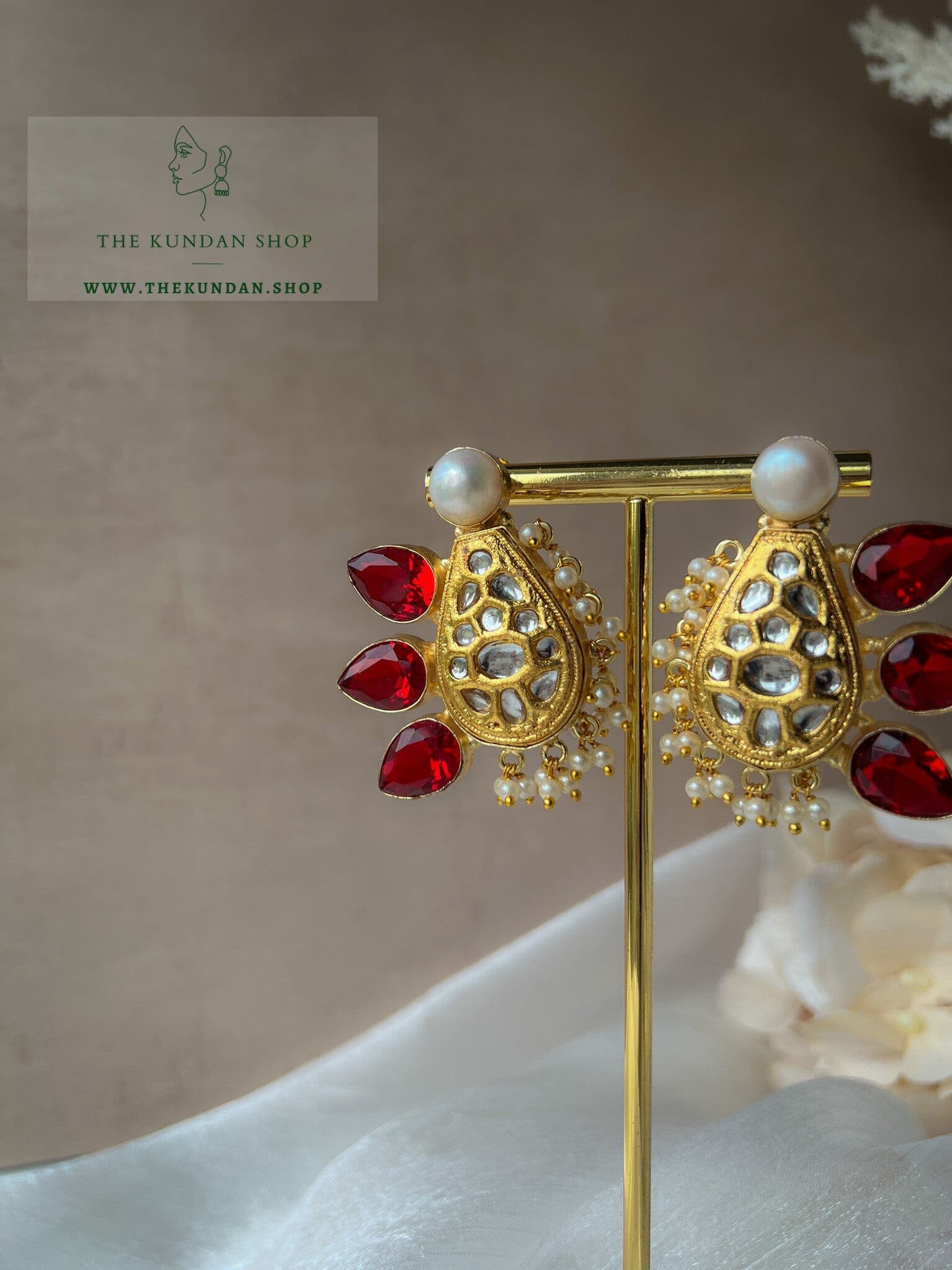 Composure in Tri-Stone Earrings THE KUNDAN SHOP 