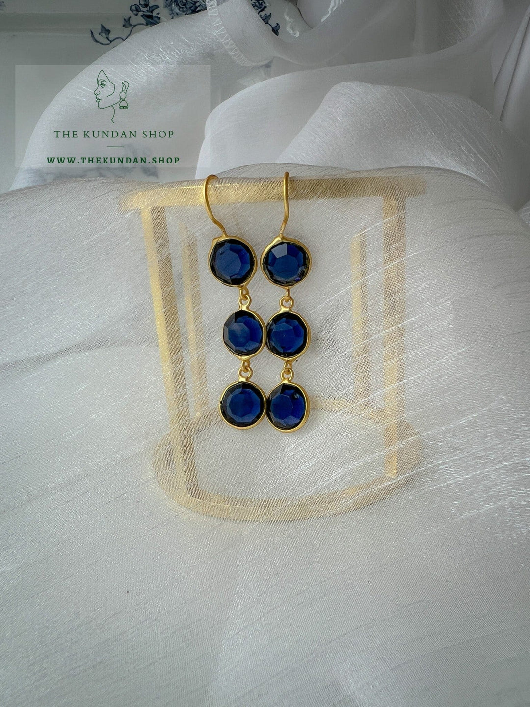 Incentive Drops Earrings THE KUNDAN SHOP Dark Blue 