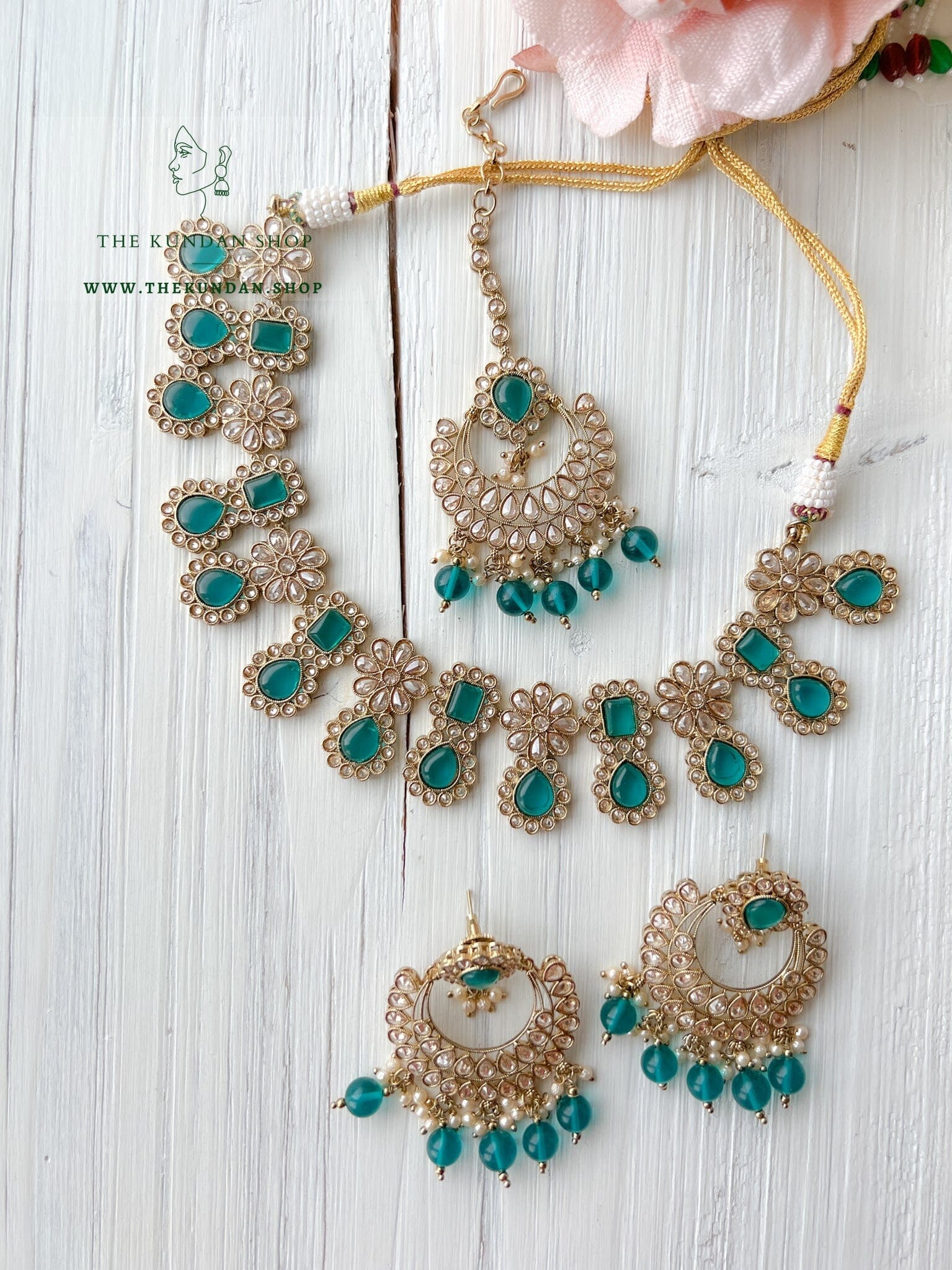 Heavenly in Ocean Blue Necklace Sets THE KUNDAN SHOP 