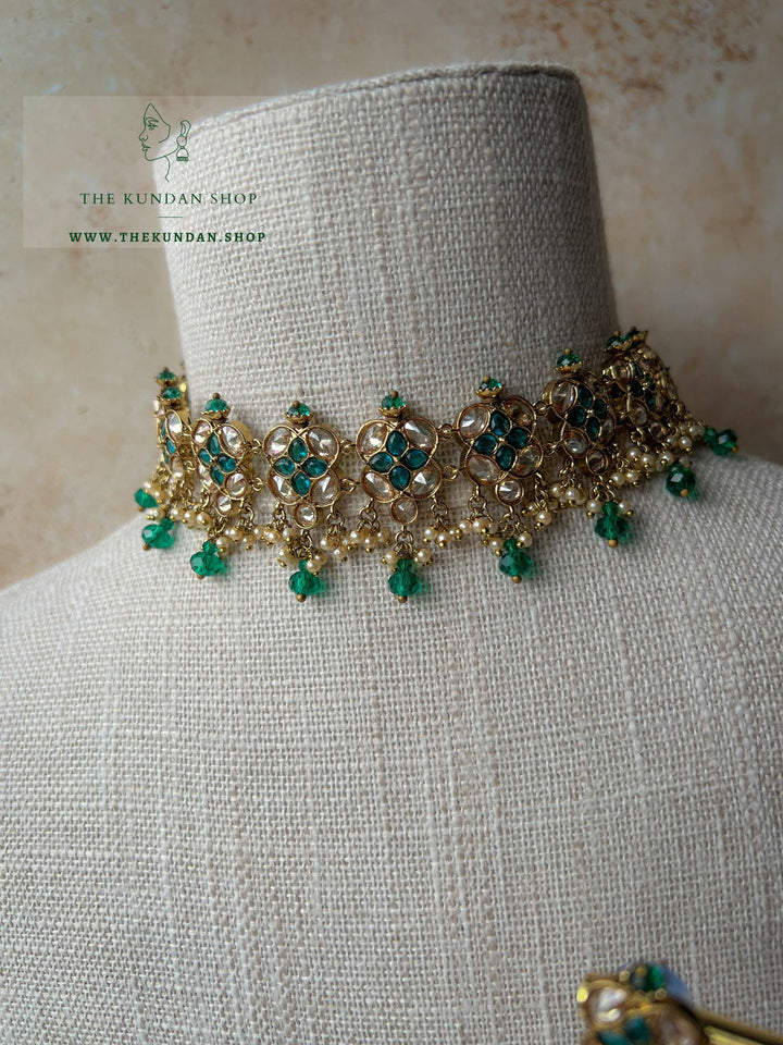 Rescued Floral in Turquoise Green Necklace Sets THE KUNDAN SHOP 