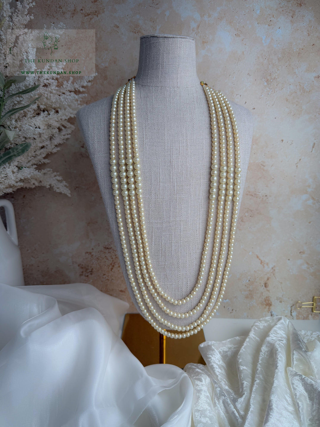 Creamy White - 4 Layer Mala Grooms Mala THE KUNDAN SHOP 