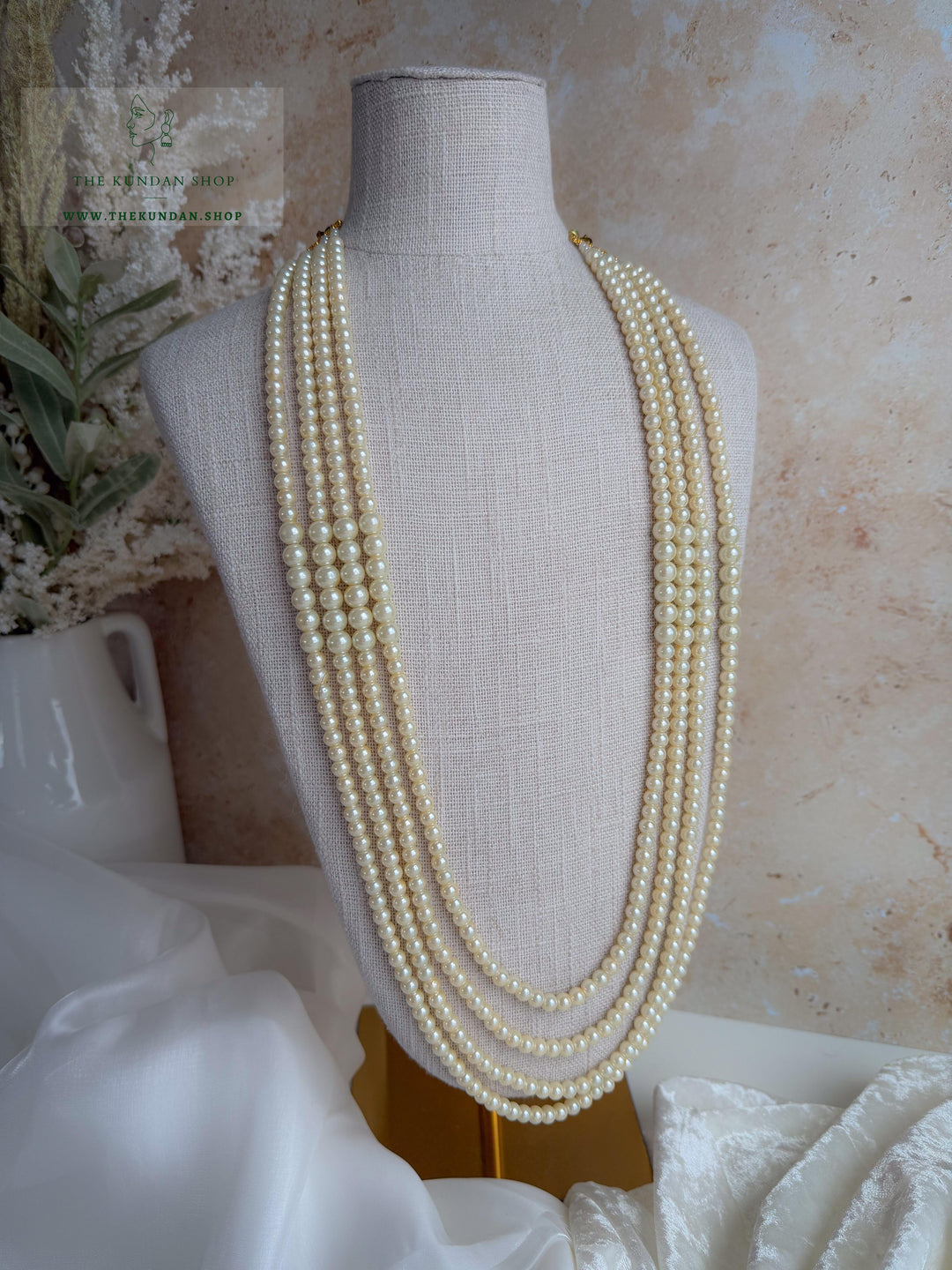 Creamy White - 4 Layer Mala Grooms Mala THE KUNDAN SHOP 