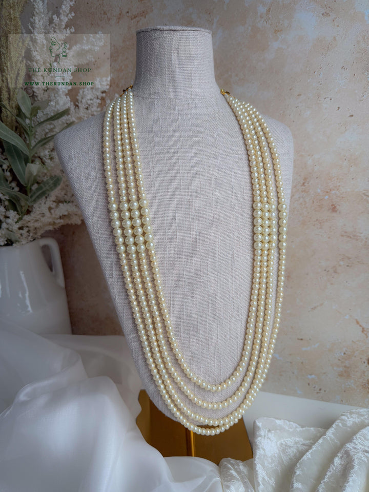 Creamy White - 4 Layer Mala Grooms Mala THE KUNDAN SHOP 