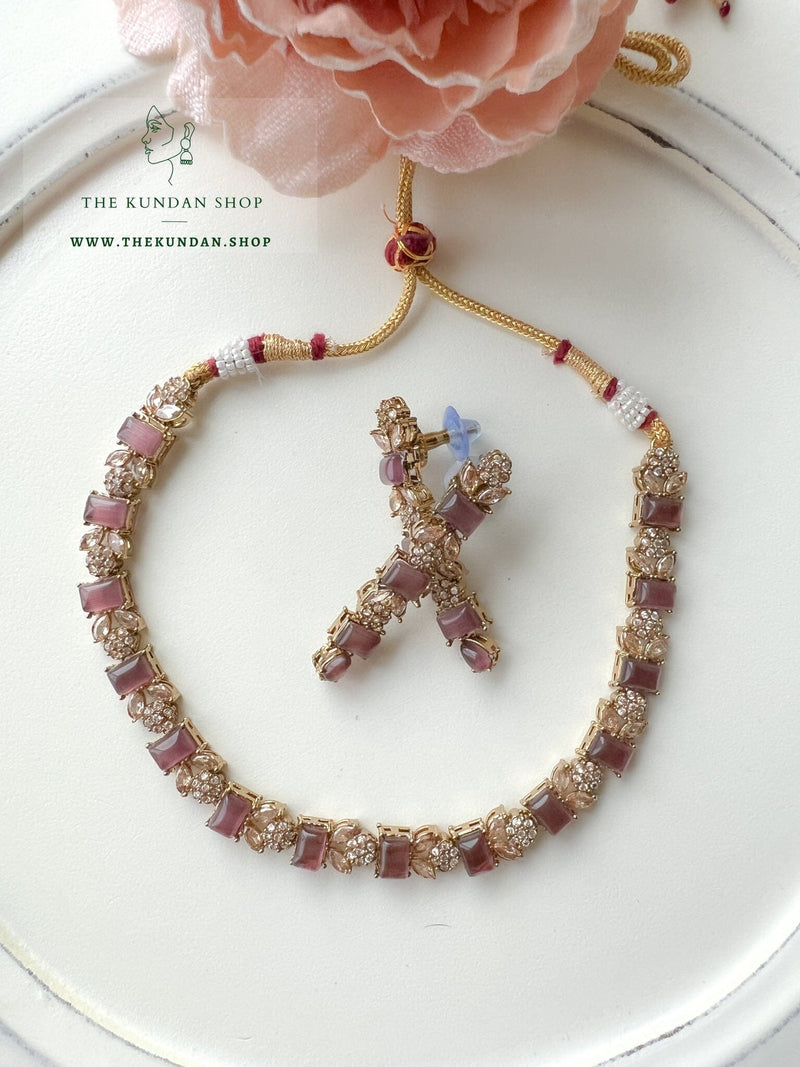 Interest Champagne in Wine Purple Necklace Sets THE KUNDAN SHOP 