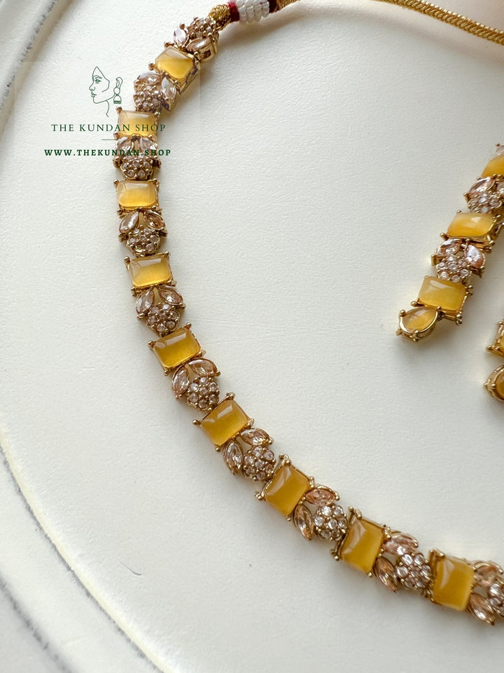 Interest Champagne in Yellow Necklace Sets THE KUNDAN SHOP 