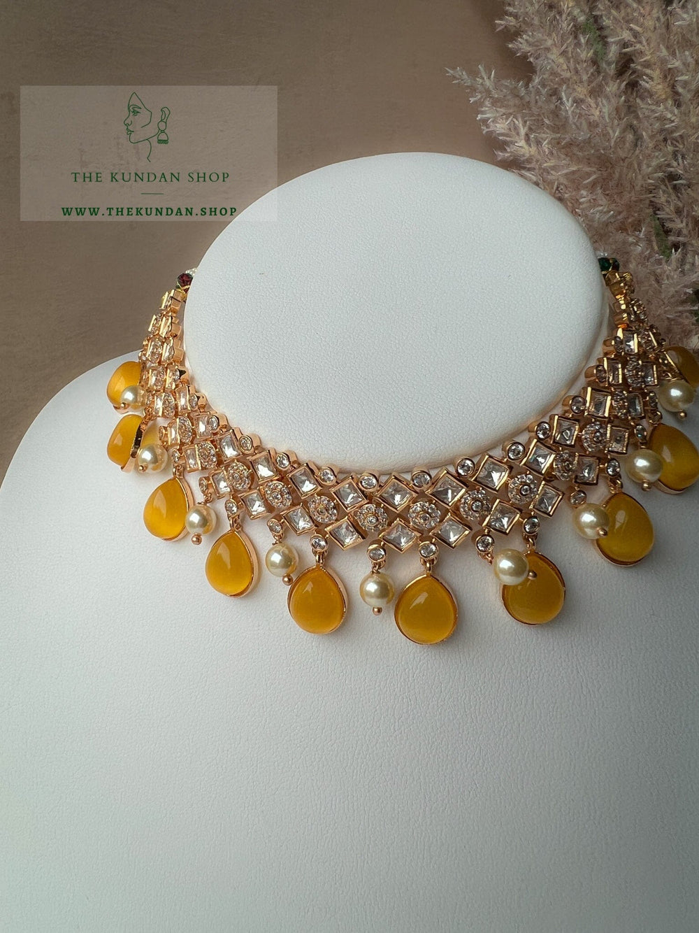 Spirited Kundan in Yellow Necklace Sets THE KUNDAN SHOP 