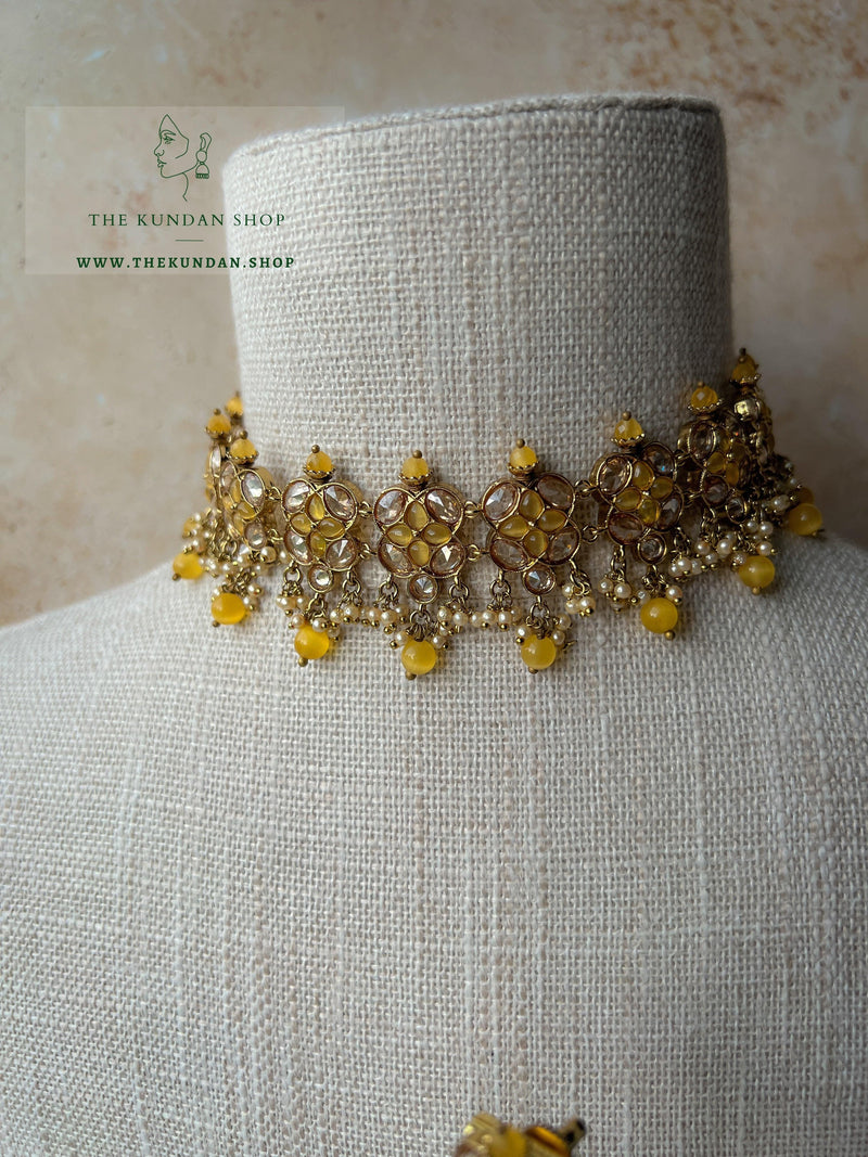 Rescued Floral in Yellow Necklace Sets THE KUNDAN SHOP 