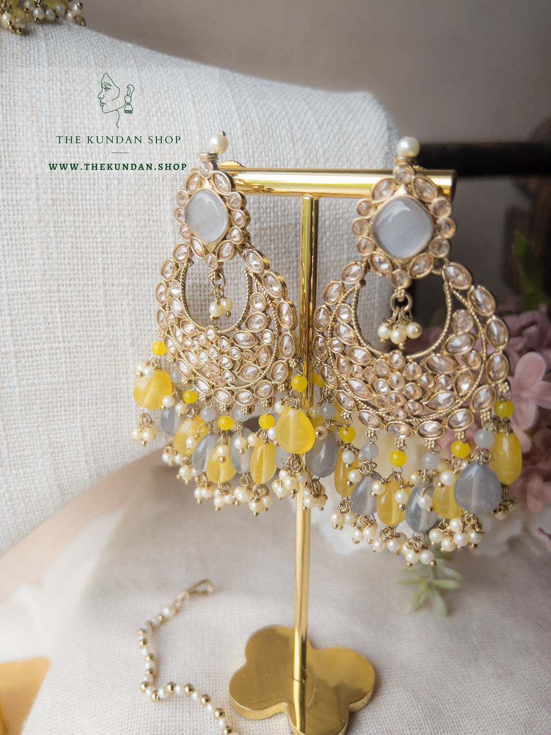 Fall Apart in Yellow &amp; Grey Necklace Sets THE KUNDAN SHOP 