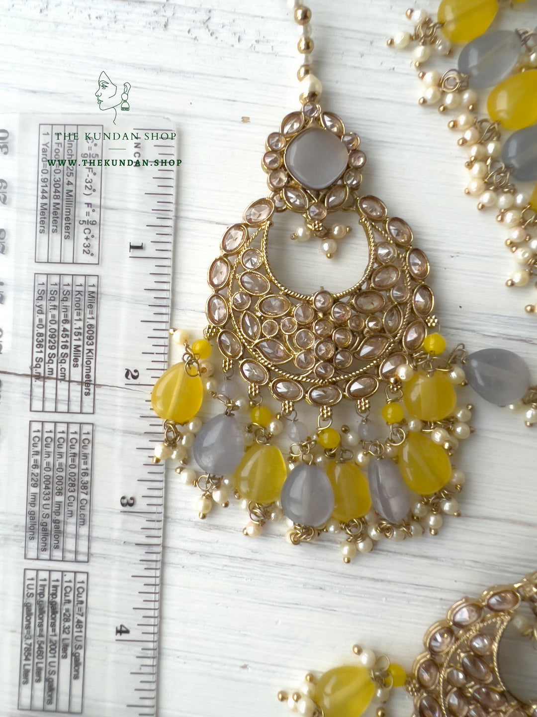 Fall Apart in Yellow &amp; Grey Necklace Sets THE KUNDAN SHOP 