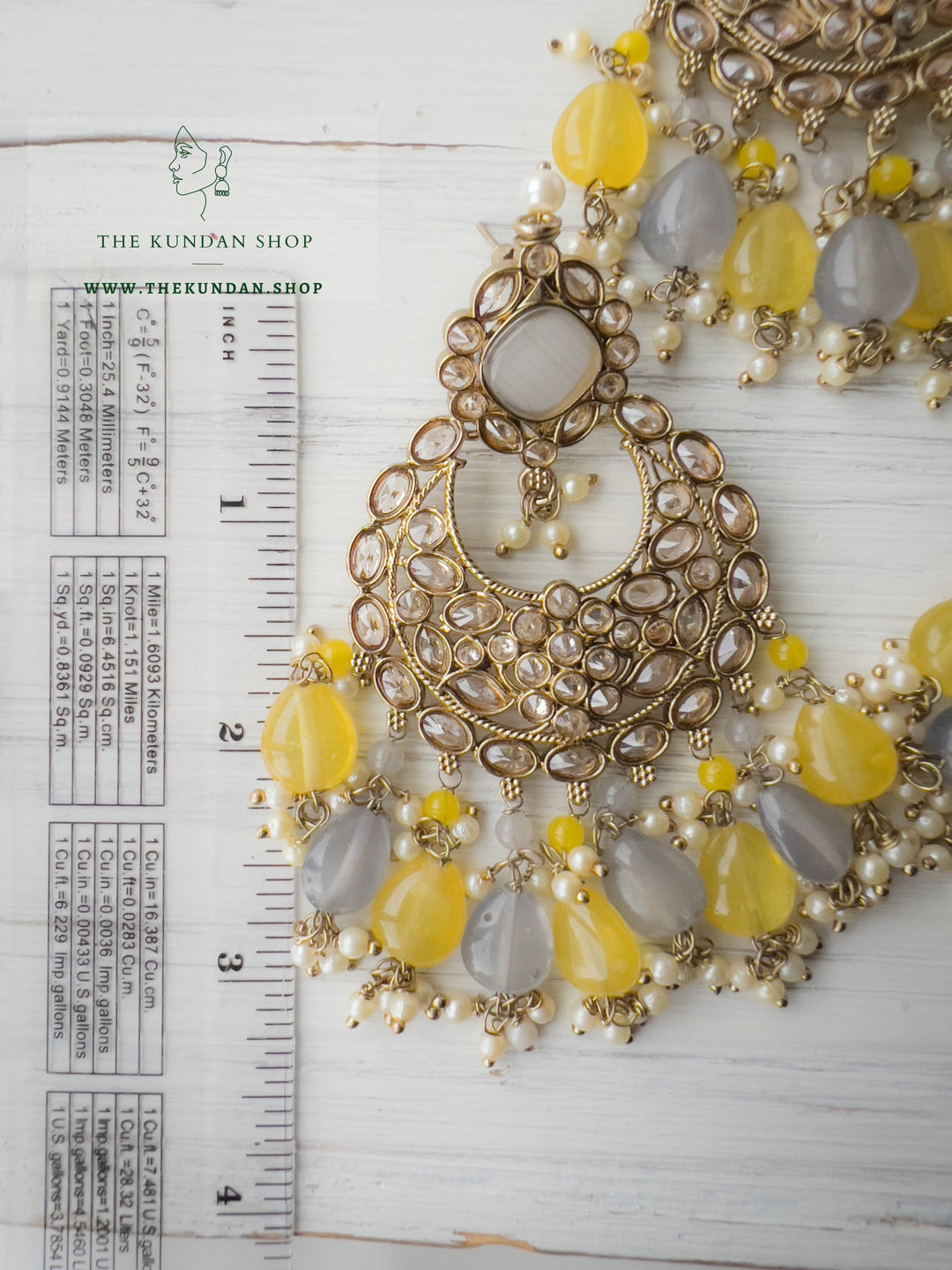 Fall Apart in Yellow &amp; Grey Necklace Sets THE KUNDAN SHOP 