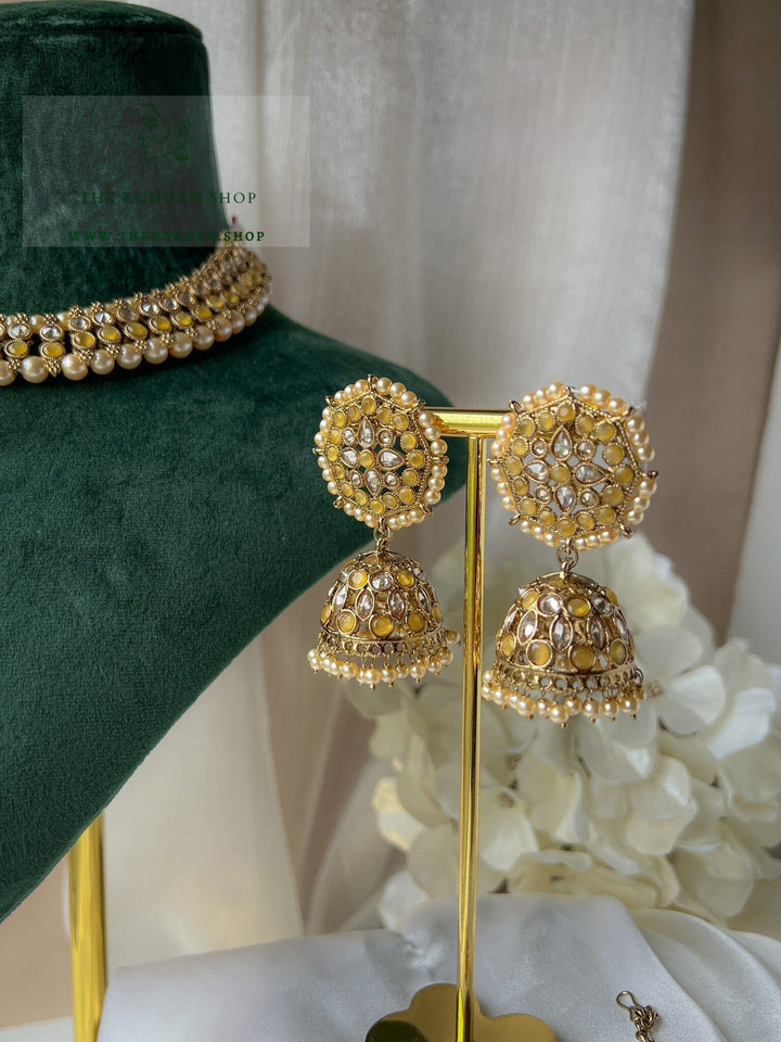 Raised in Yellow Necklace Sets THE KUNDAN SHOP 