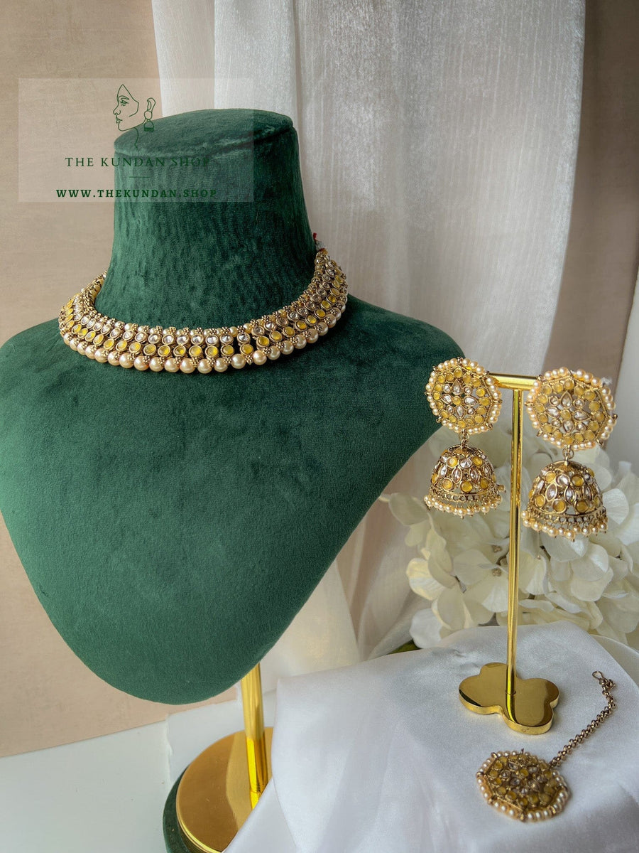 Raised in Yellow Necklace Sets THE KUNDAN SHOP 