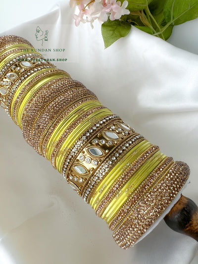 Marquee Sheesha Bangles in Yellow Bangles THE KUNDAN SHOP 