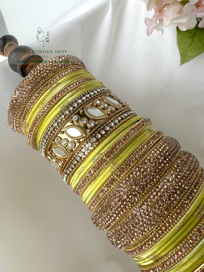 Marquee Sheesha Bangles in Yellow Bangles THE KUNDAN SHOP 