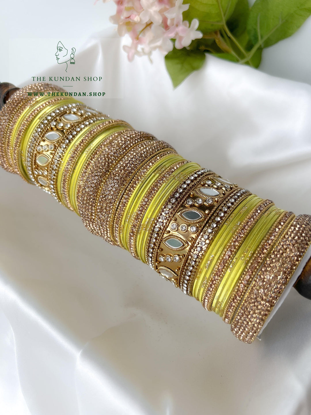Marquee Sheesha Bangles in Yellow Bangles THE KUNDAN SHOP 