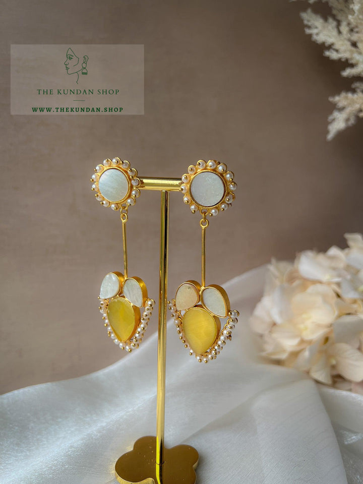 Secrets in Mother of Pearl Earrings THE KUNDAN SHOP Yellow 