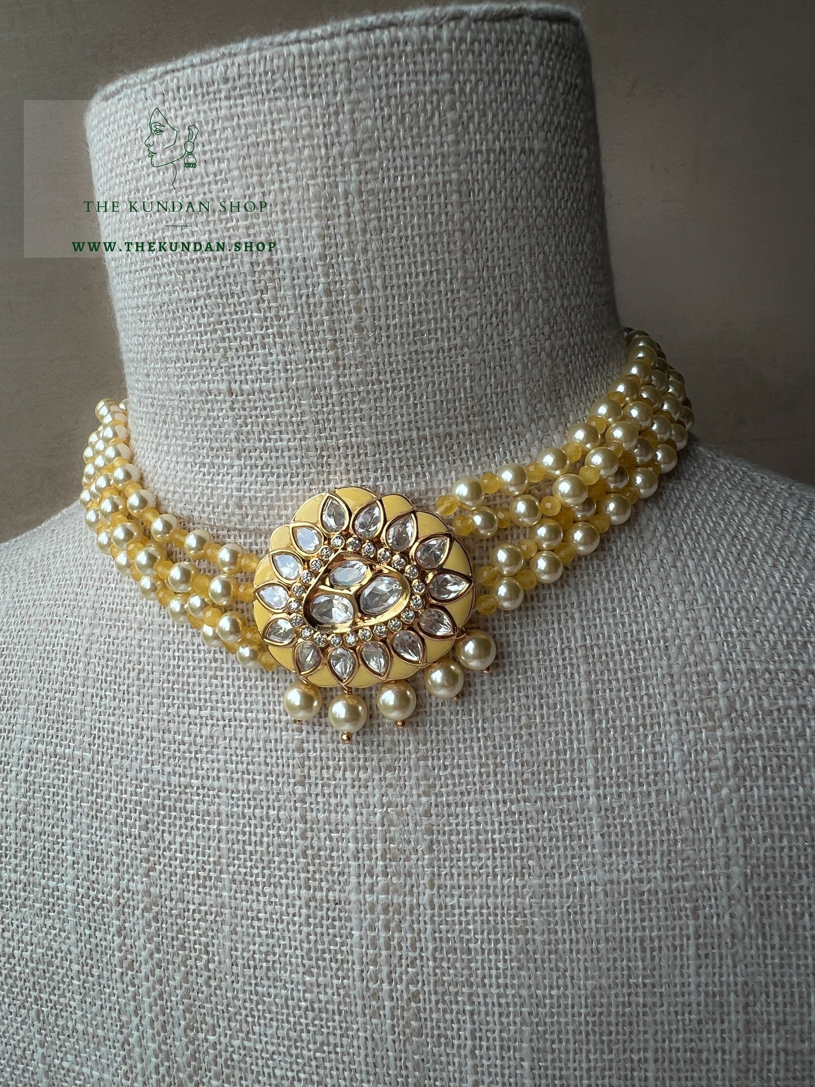 Thoughtful in Yellow Necklace Sets THE KUNDAN SHOP 