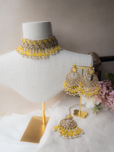 Fall Apart in Yellow Necklace Sets THE KUNDAN SHOP 