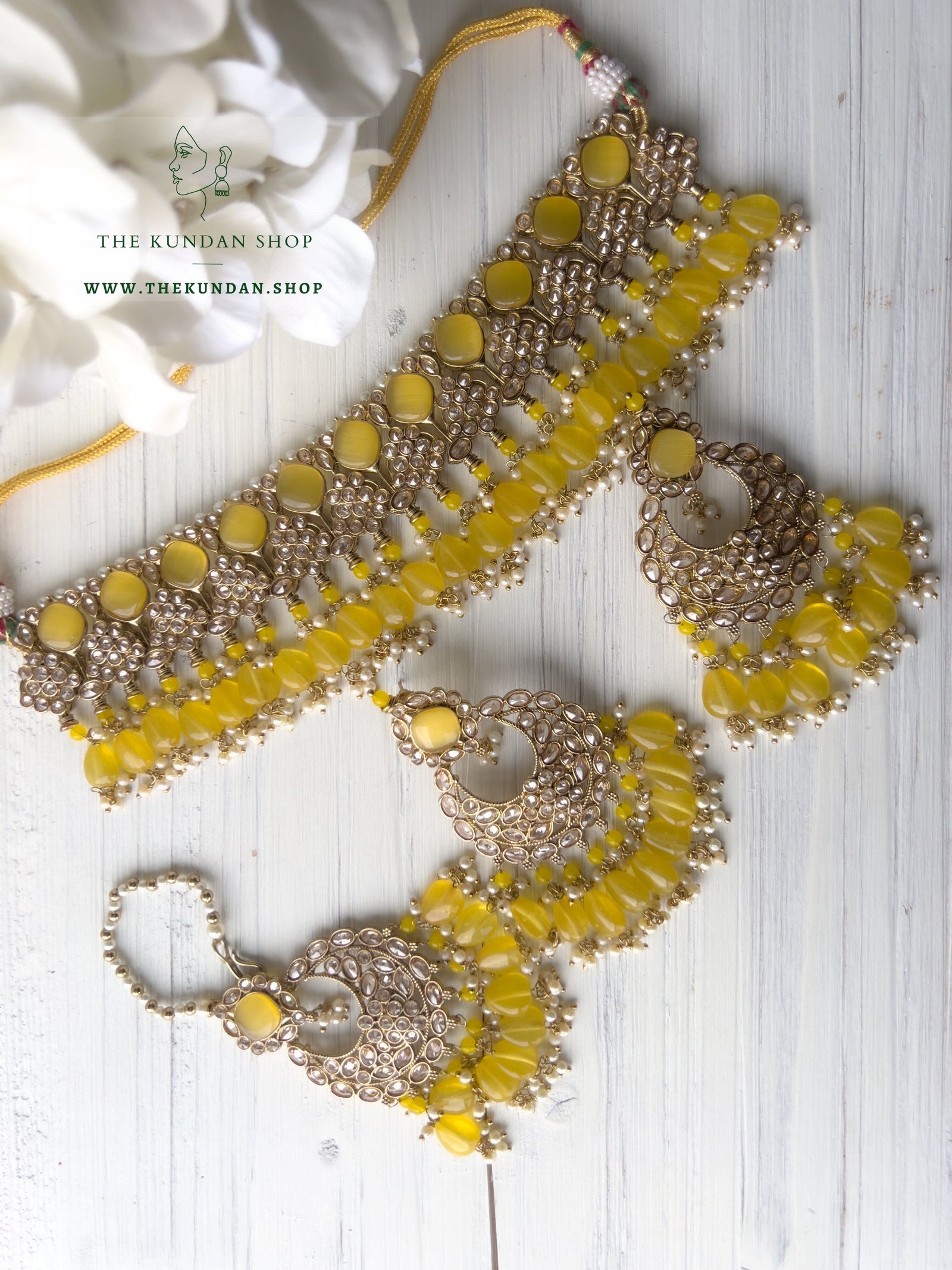 Fall Apart in Yellow Necklace Sets THE KUNDAN SHOP 