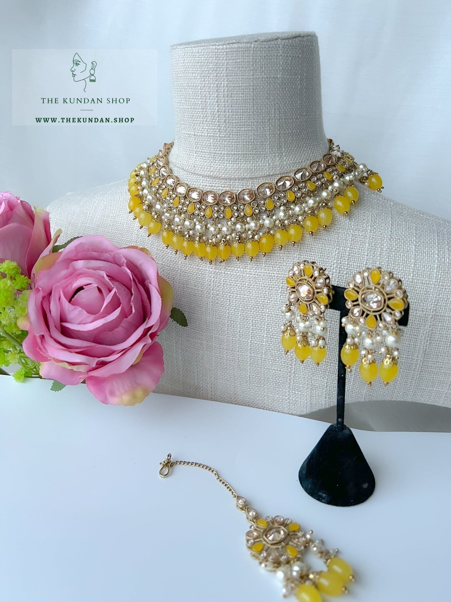 Envy Polki in Yellow Necklace Sets THE KUNDAN SHOP 