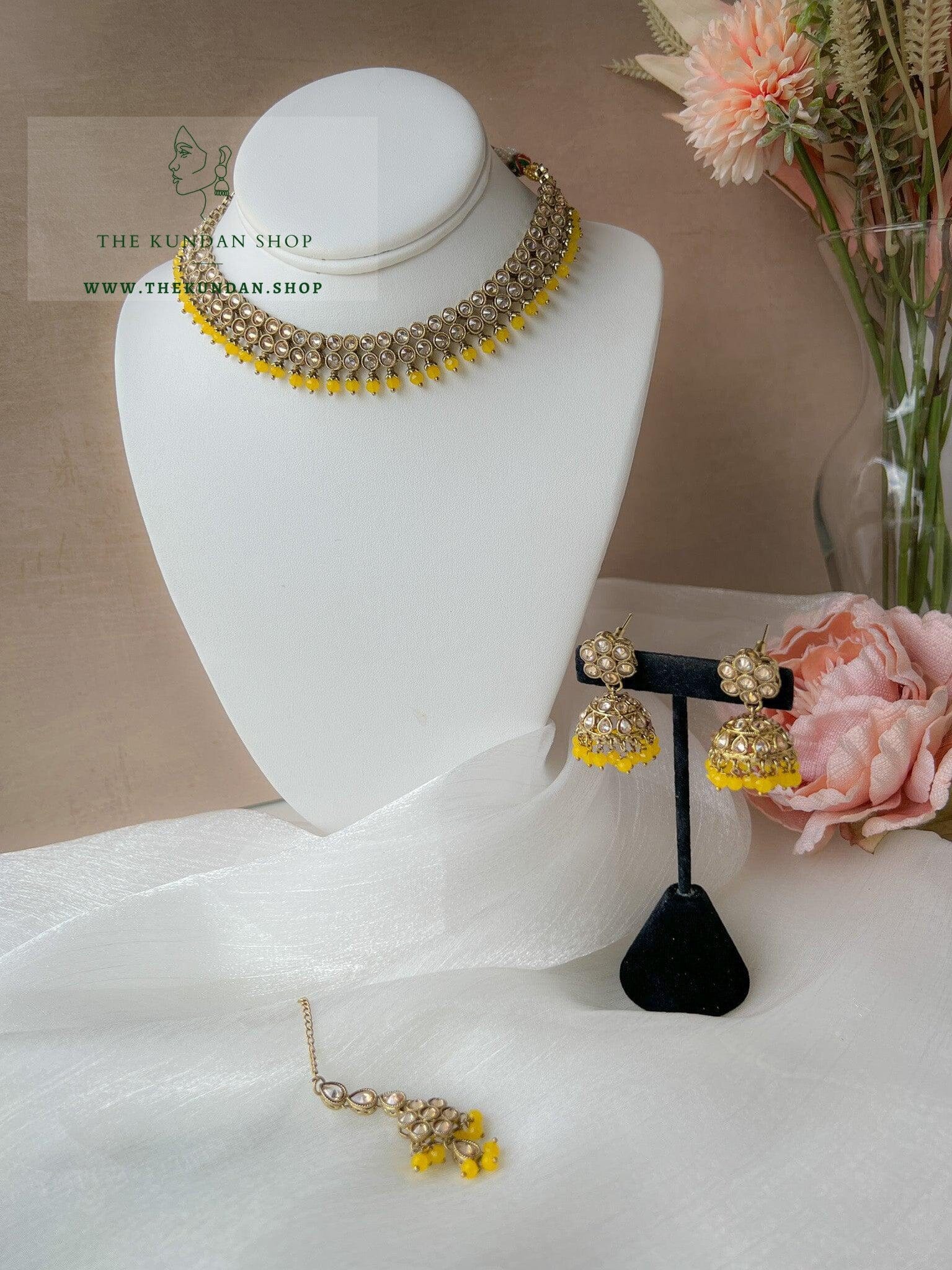 Impress Polki in Yellow Necklace Sets THE KUNDAN SHOP 
