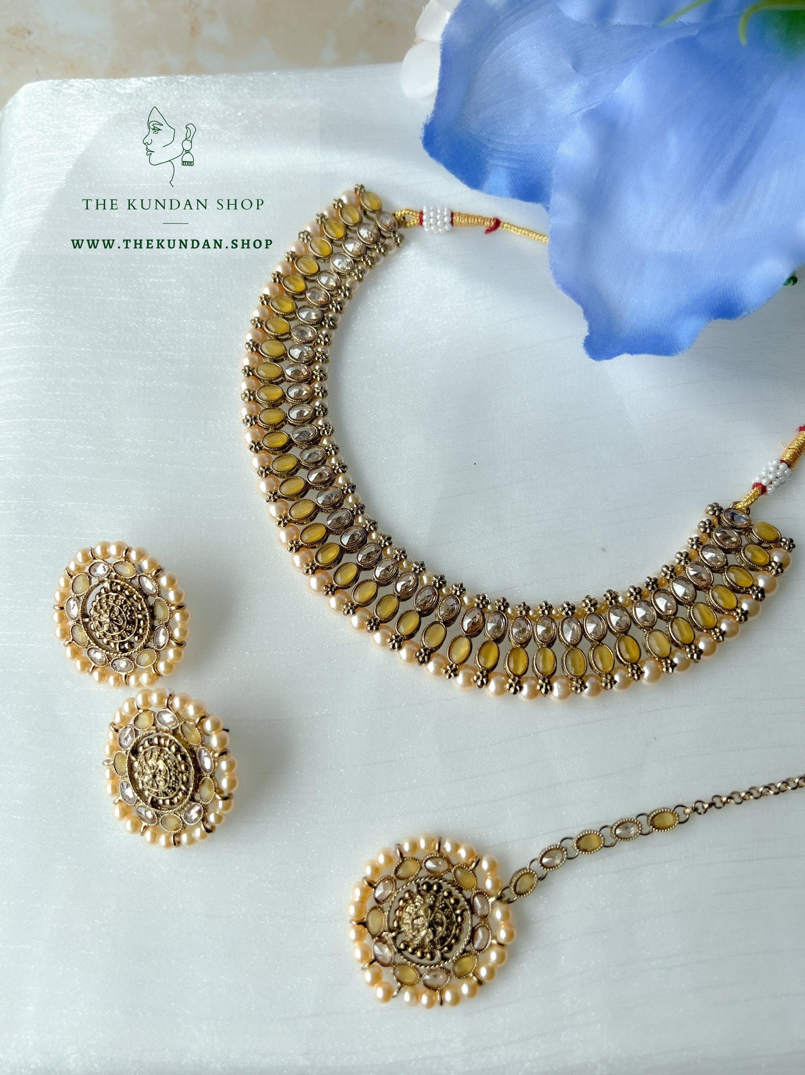 Flushed Polki in Yellow Necklace Sets THE KUNDAN SHOP 