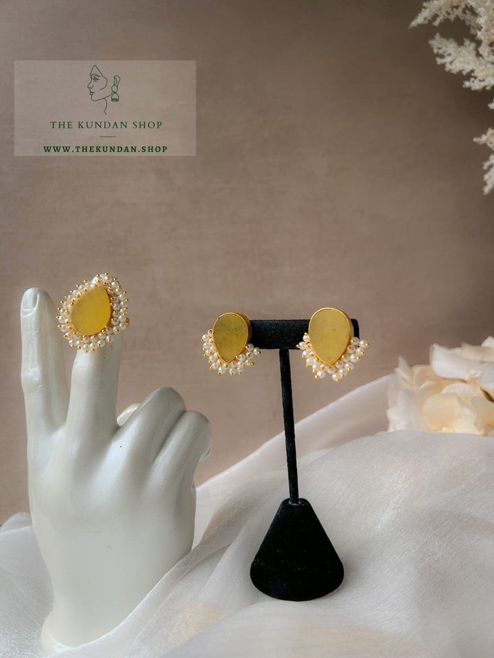 Catching Pearls // Earrings & Ring Earrings THE KUNDAN SHOP Yellow 