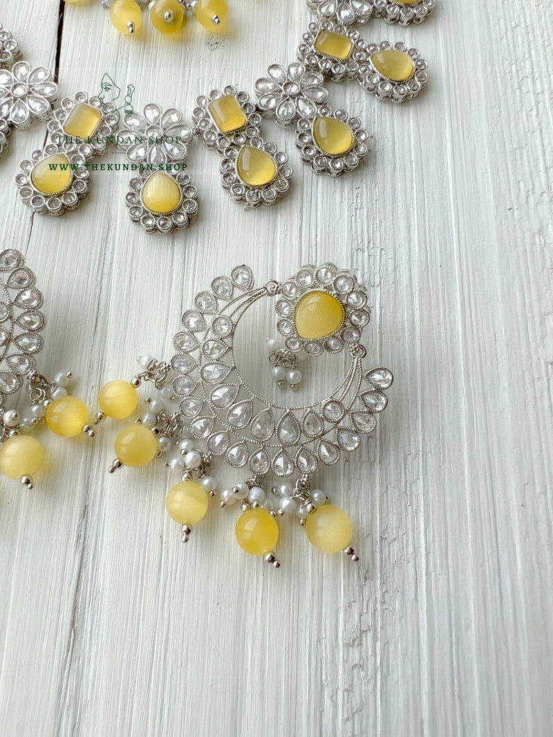 Heavenly Silver in Yellow Necklace Sets THE KUNDAN SHOP 