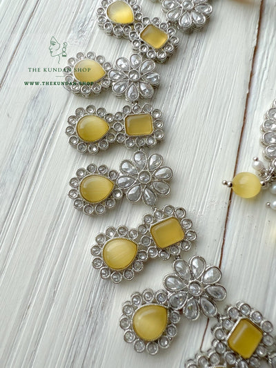 Heavenly Silver in Yellow Necklace Sets THE KUNDAN SHOP 