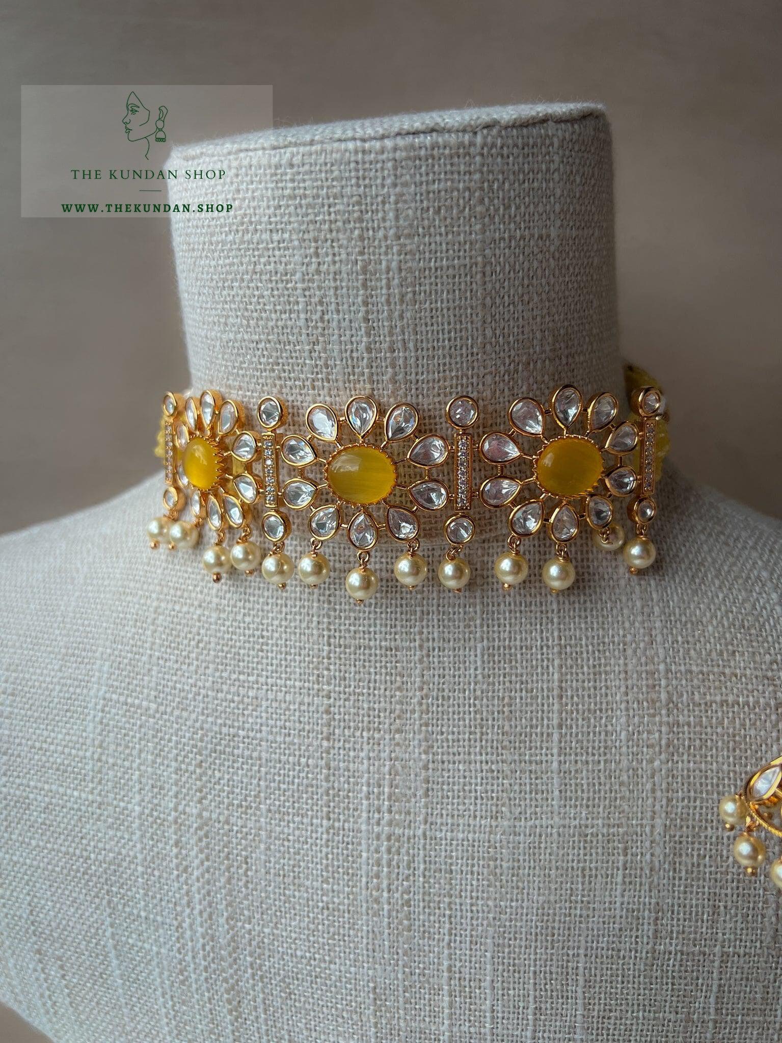 Sunshine Kundan Choker Set Necklace Sets THE KUNDAN SHOP 