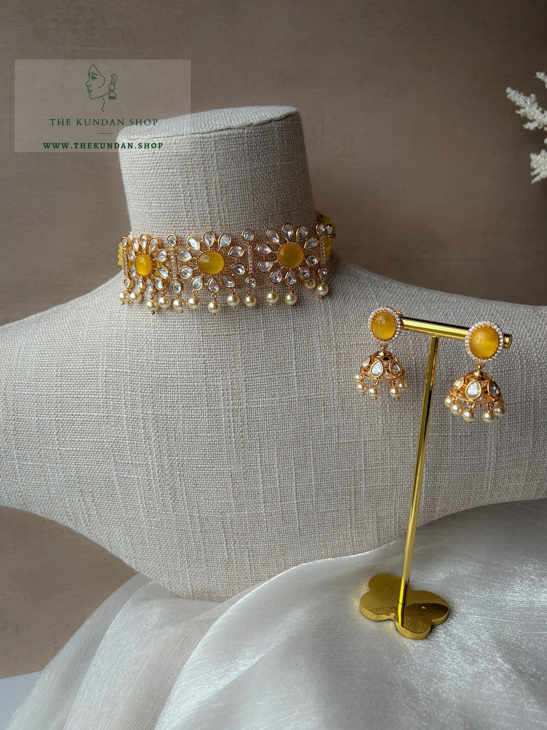 Sunshine Kundan Choker Set Necklace Sets THE KUNDAN SHOP 