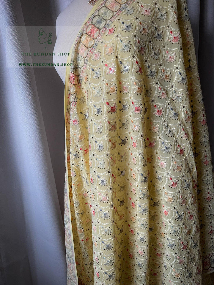 Matched Pastels in Yellow Dupatta THE KUNDAN SHOP 
