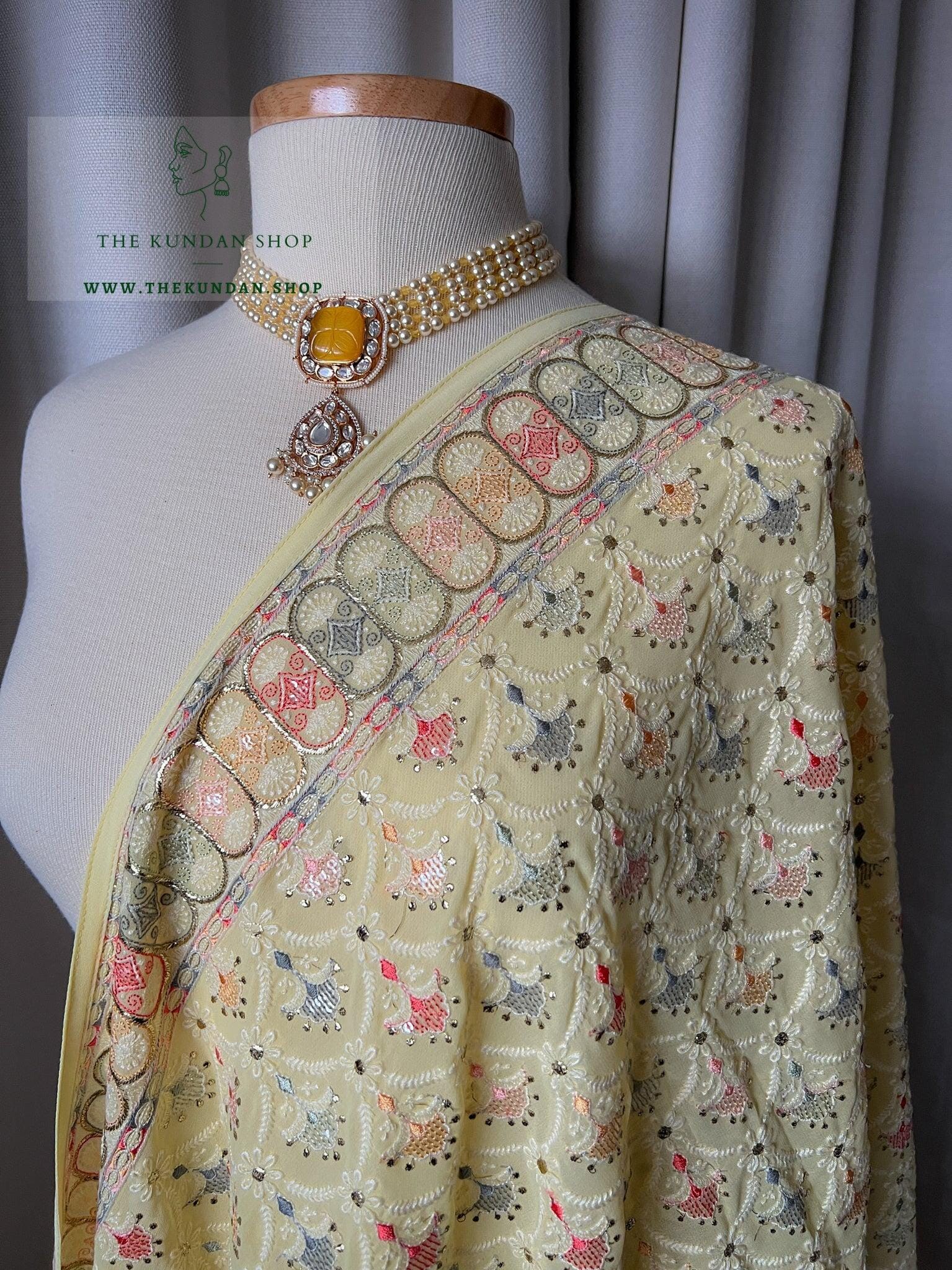 Matched Pastels in Yellow Dupatta THE KUNDAN SHOP 