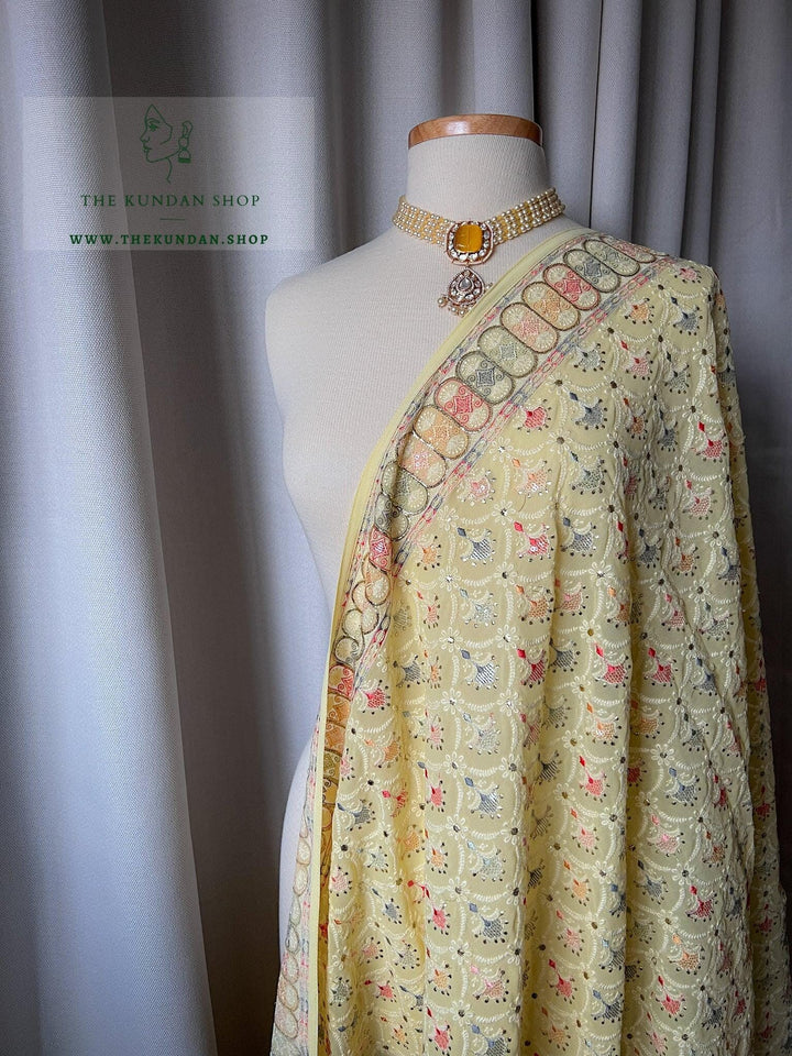 Matched Pastels in Yellow Dupatta THE KUNDAN SHOP 