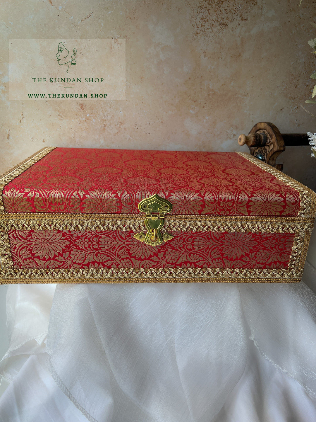 Banarsi Jewelry Chest - 2 sizes Storage THE KUNDAN SHOP Red Medium 