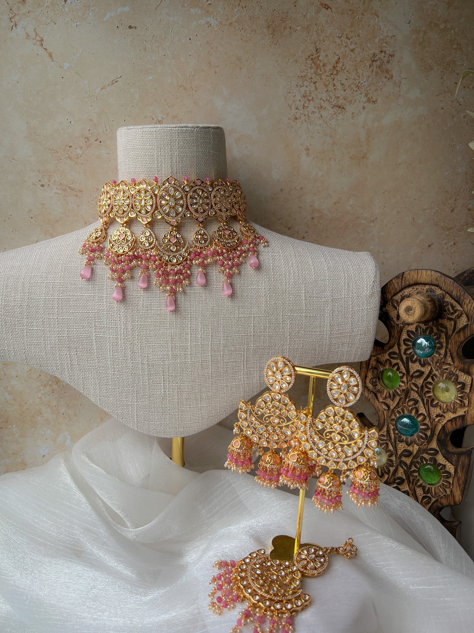 Elite Kundan in Pink Necklace Sets THE KUNDAN SHOP 
