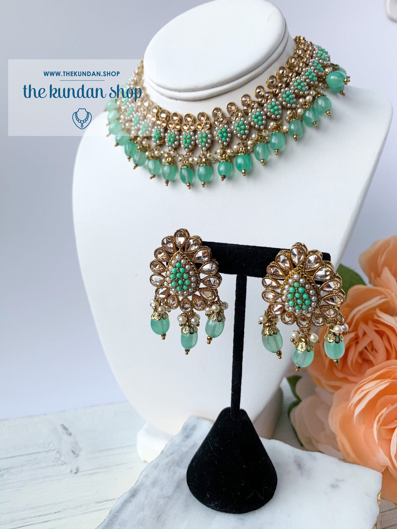 Foolish - Mint, Necklace Sets - THE KUNDAN SHOP