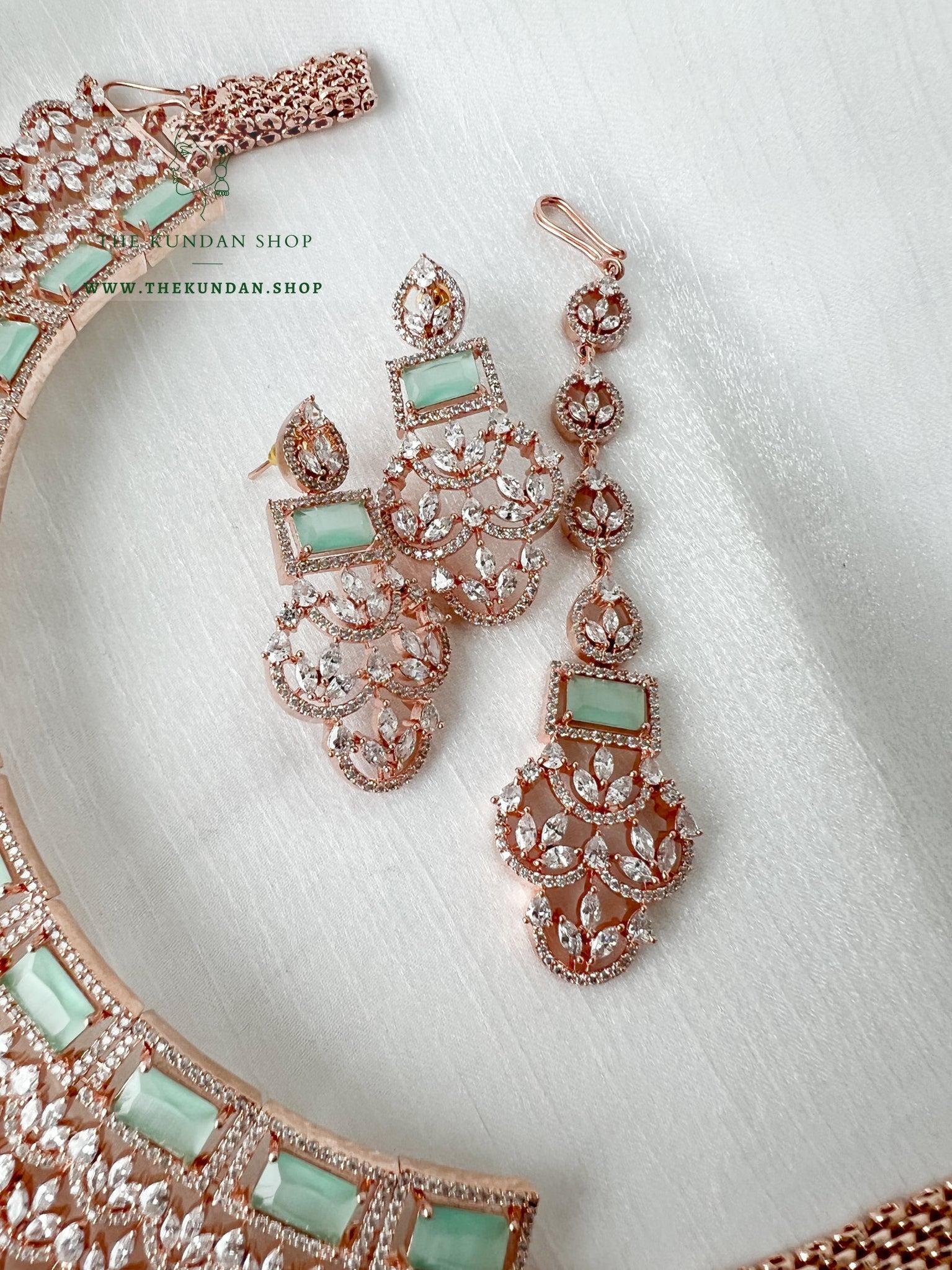 Assurance in Rose Gold & Mint Necklace Sets THE KUNDAN SHOP 